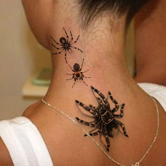 Realistic Spider Temporary Tattoos Waterproof Halloween Costume Lasts 2-5 Days