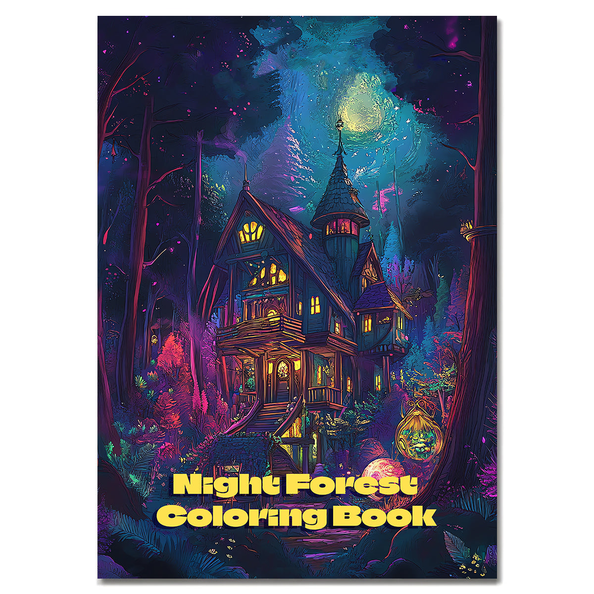 Enchanted Night Forest Deluxe Coloring Book - Relax Art for T
