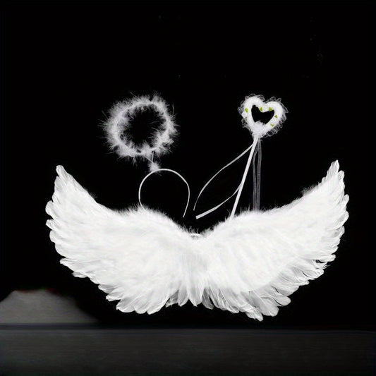 Velvet Angel Wings Set with Headband & Wand for Cosplay