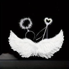 Velvet Angel Wings Set with Headband & Wand for Cosplay