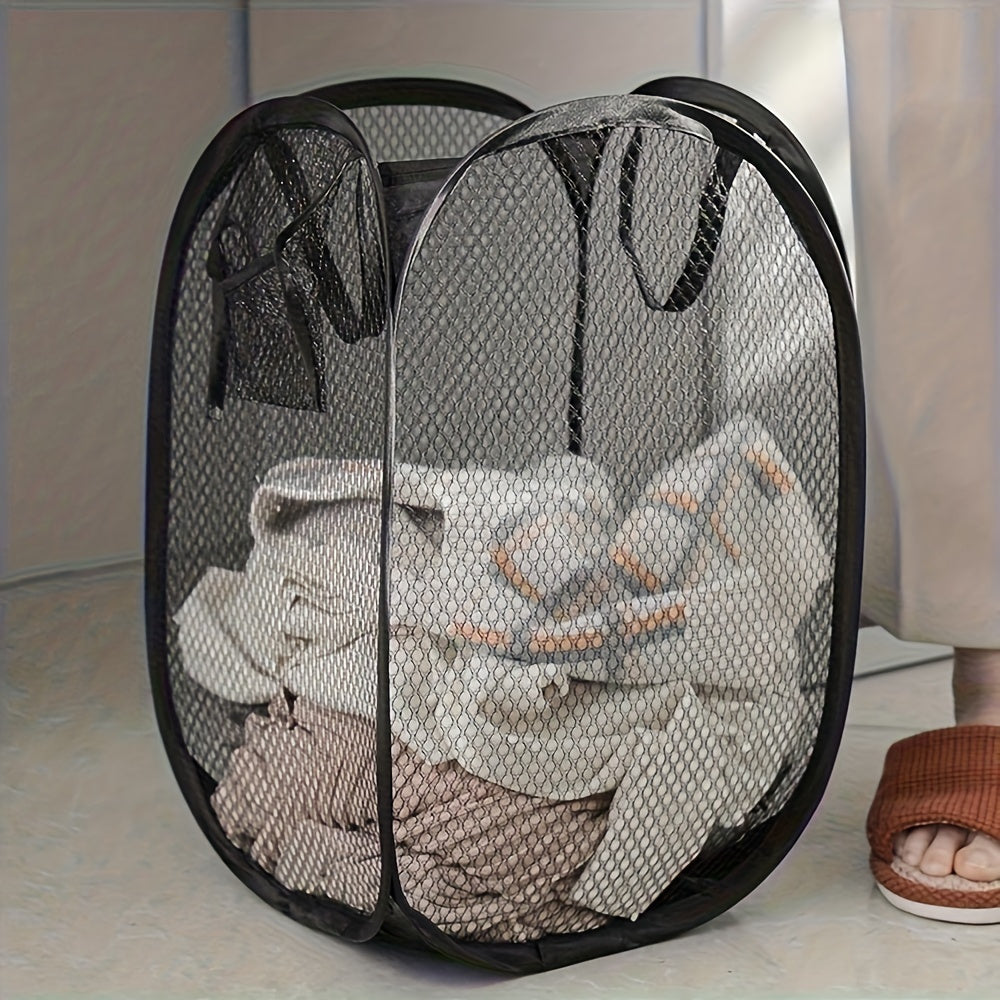 High Capacity Pop Up Mesh Laundry Hamper with Handles