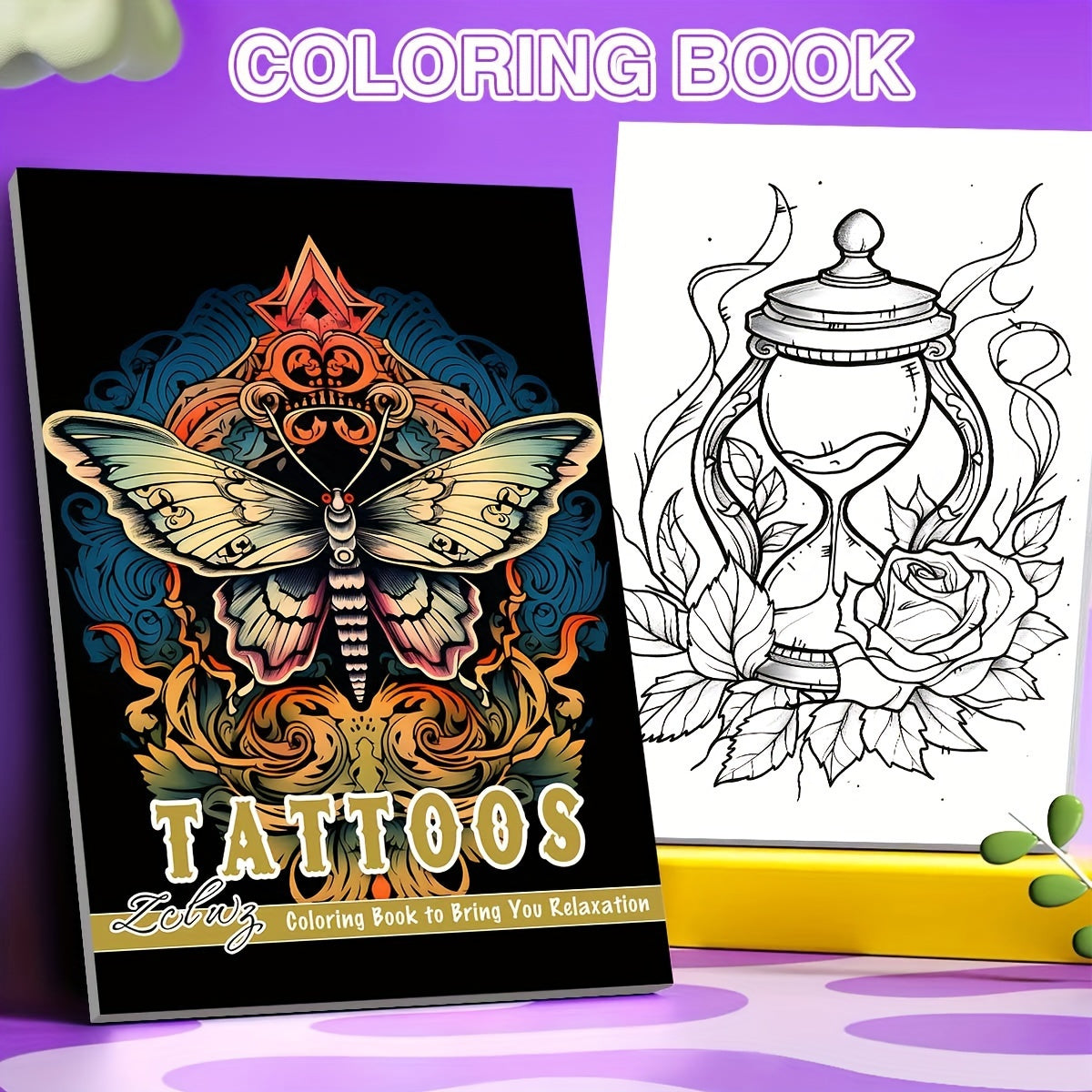 Deluxe Butterfly Tattoo Coloring Book for Teens & Adults