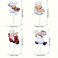 4pcs French Chef Wall Hooks Set Kitchen Decor