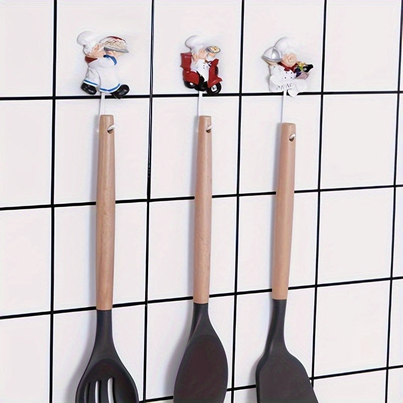 4pcs French Chef Wall Hooks Set Kitchen Decor