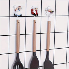 4pcs French Chef Wall Hooks Set Kitchen Decor