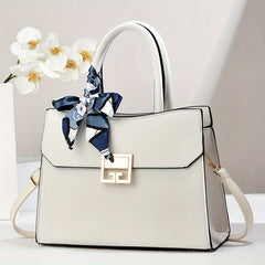 Floral PU Leather Briefcase Crossbody Bag