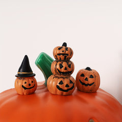 Halloween Pumpkin Decor Set Resin Figurines Seasonal Centerpiece 1 Set