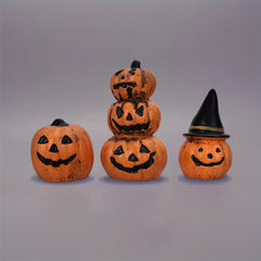 Halloween Pumpkin Decor Set Resin Figurines Seasonal Centerpiece 1 Set