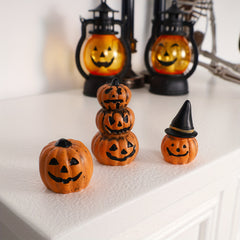 Halloween Pumpkin Decor Set Resin Figurines Seasonal Centerpiece 1 Set