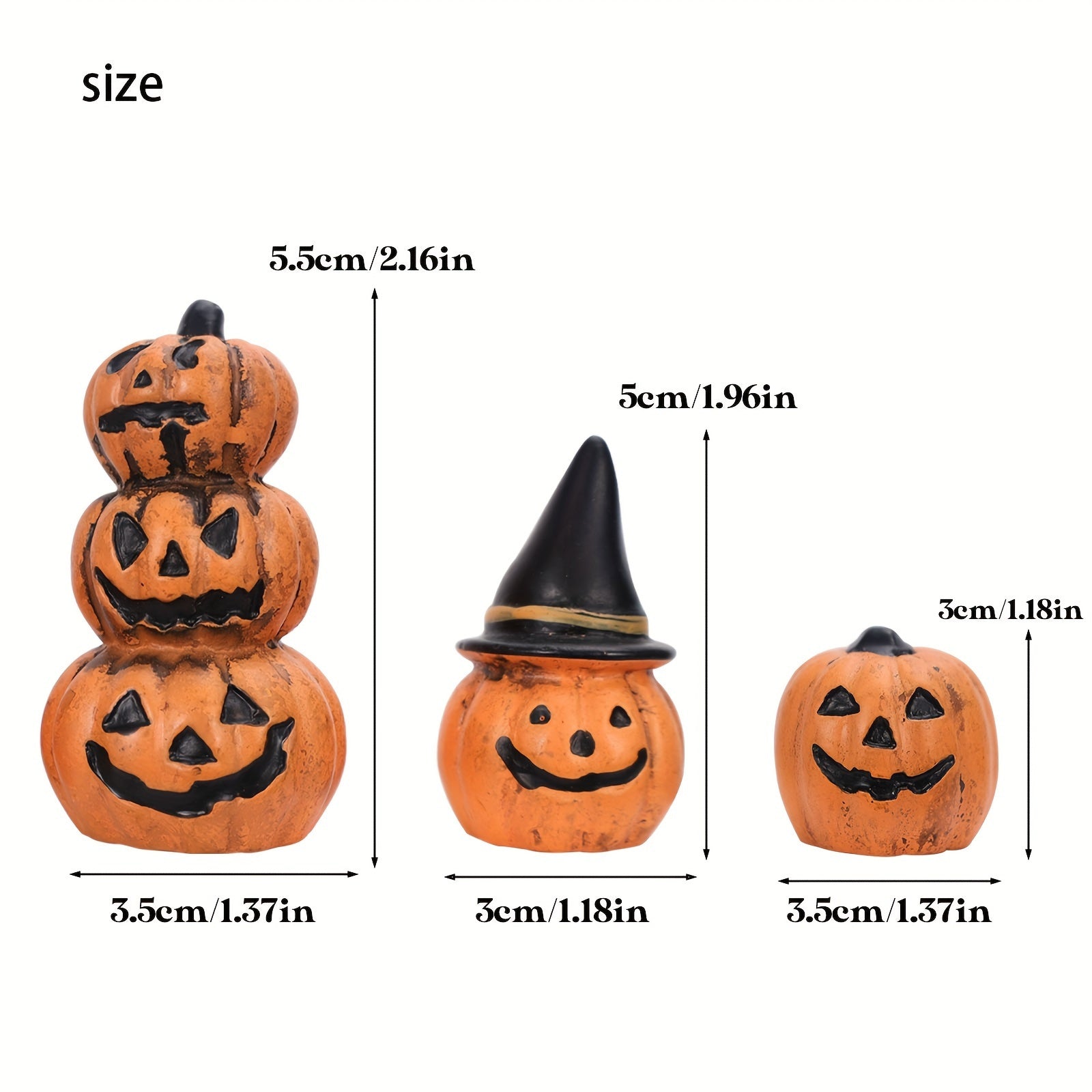 Halloween Pumpkin Decor Set Resin Figurines Seasonal Centerpiece 1 Set