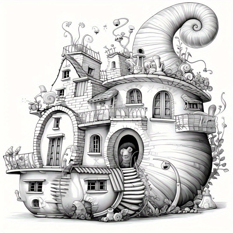 Deluxe Magic Snail House Coloring Book - Relax Art for Teens & Adults