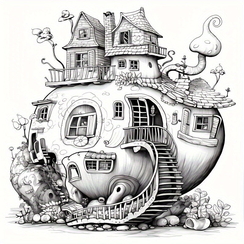 Deluxe Magic Snail House Coloring Book - Relax Art for Teens & Adults