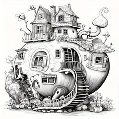 Deluxe Magic Snail House Coloring Book - Relax Art for Teens & Adults