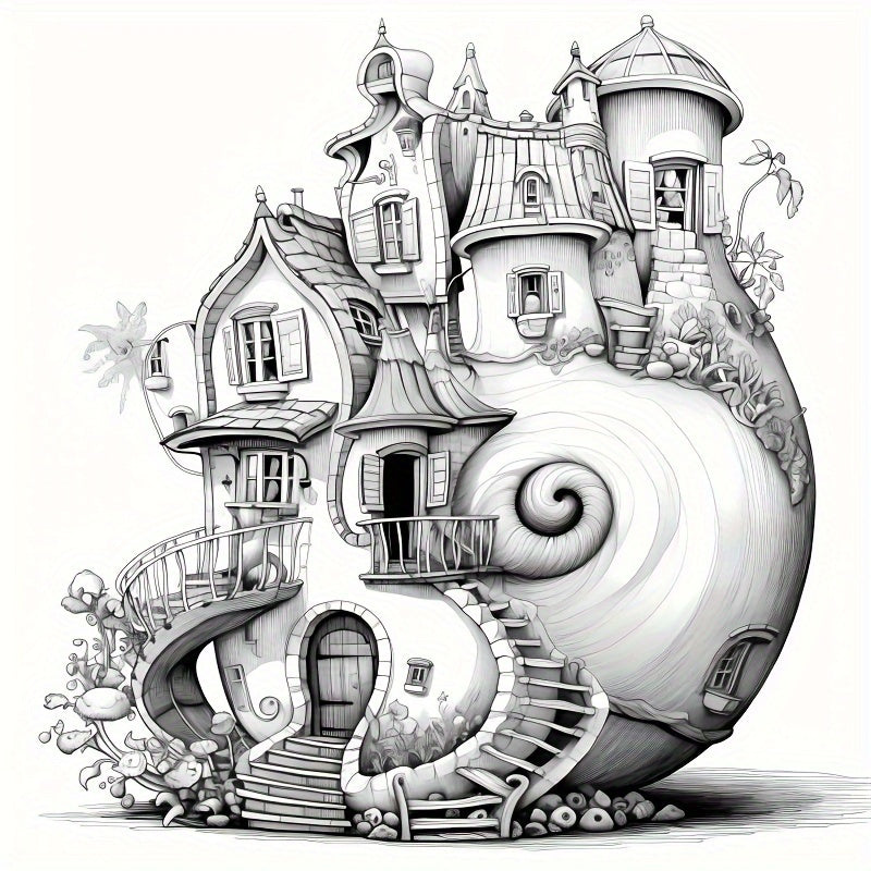 Deluxe Magic Snail House Coloring Book - Relax Art for Teens & Adults