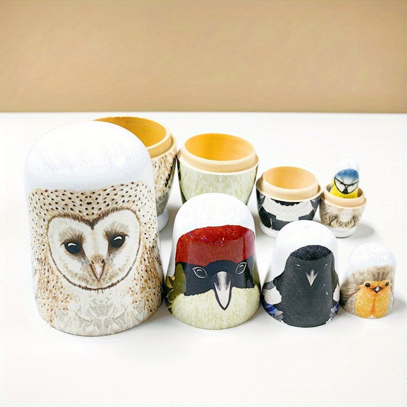 Wooden Eagle Pattern Nesting Doll - Home Decoration