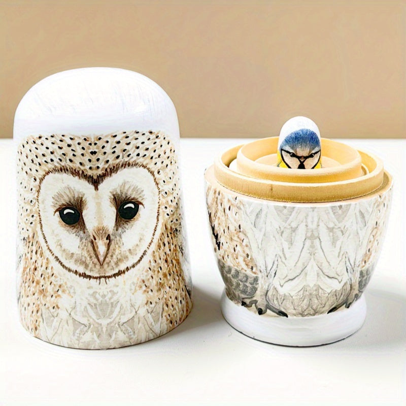 Wooden Eagle Pattern Nesting Doll - Home Decoration