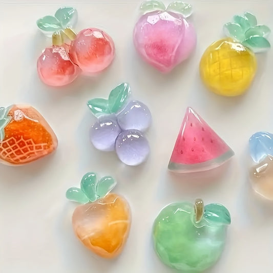 10pcs Boho Fruit Fridge Magnets Set Acrylic Resin Decor Kitchen Office