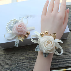 Champagne Rose Bride Bridesmaid Wrist Flower Wedding Decoration