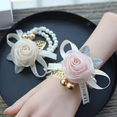 Champagne Rose Bride Bridesmaid Wrist Flower Wedding Decoration
