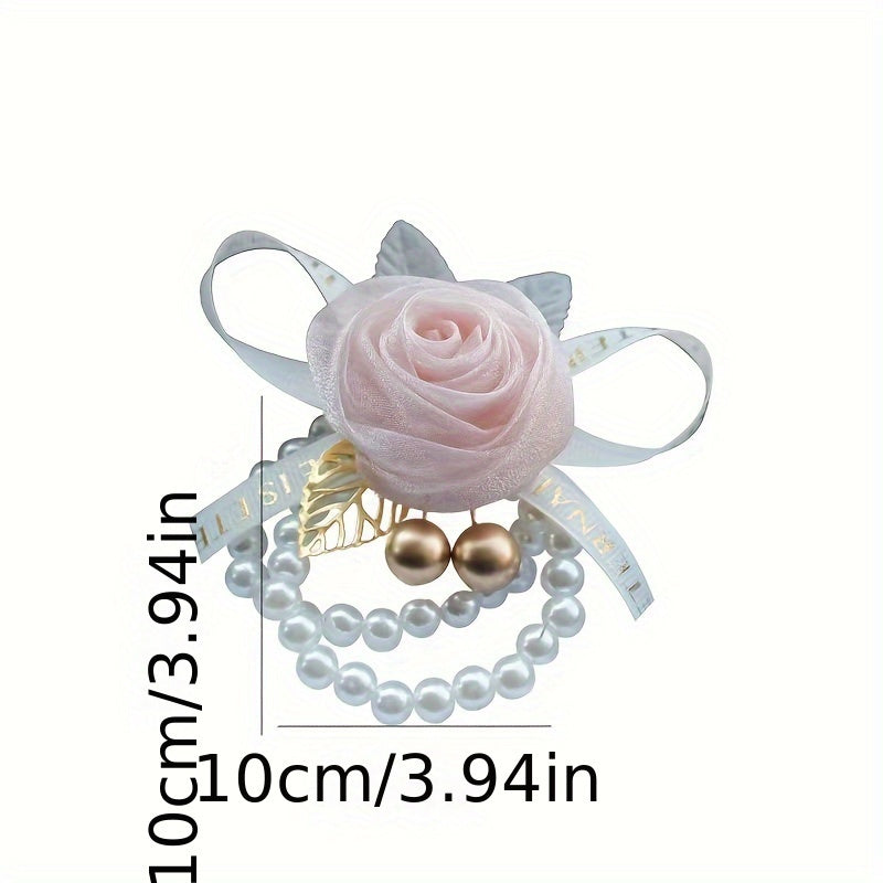 Champagne Rose Bride Bridesmaid Wrist Flower Wedding Decoration