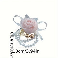 Champagne Rose Bride Bridesmaid Wrist Flower Wedding Decoration