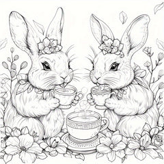 Deluxe Easter Coloring Book with Bunny & Floral 22 Thick Pages