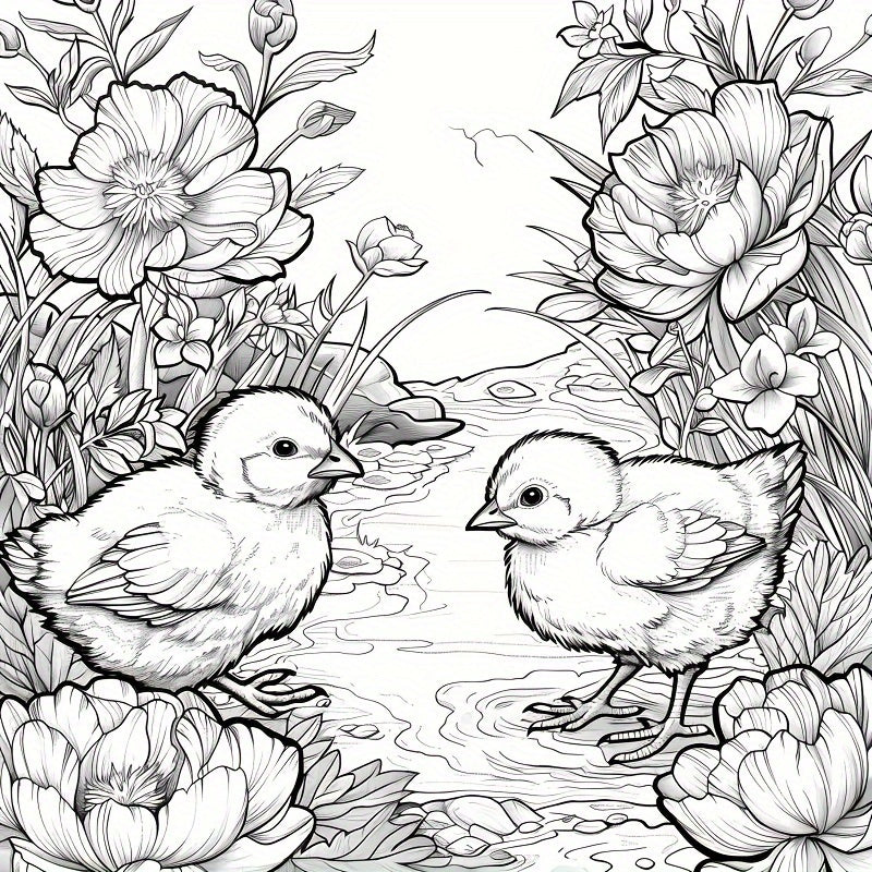 Deluxe Easter Coloring Book with Bunny & Floral 22 Thick Pages