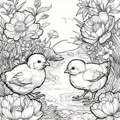 Deluxe Easter Coloring Book with Bunny & Floral 22 Thick Pages