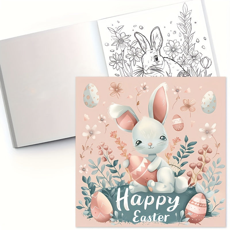 Deluxe Easter Coloring Book with Bunny & Floral 22 Thick Pages