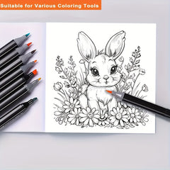 Deluxe Easter Coloring Book with Bunny & Floral 22 Thick Pages