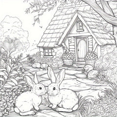 Deluxe Easter Coloring Book with Bunny & Floral 22 Thick Pages