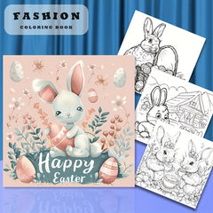 Deluxe Easter Coloring Book with Bunny & Floral 22 Thick Pages