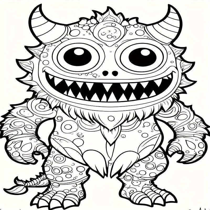 Deluxe Monster Coloring Book for Teens & Adults - Stress Relief Artwork