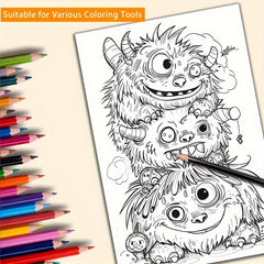 Deluxe Monster Coloring Book for Teens & Adults - Stress Relief Artwork