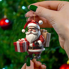 Festive Santa Claus Ornament 8x8cm Christmas Tree Decor