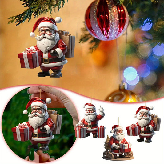 Festive Santa Claus Ornament 8x8cm Christmas Tree Decor