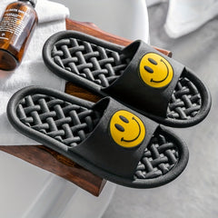 Men's Smile Face Slip On Open Toe Slides