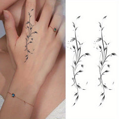 Botanical Leaf Temporary Tattoos Water Resistant Realistic Body Art
