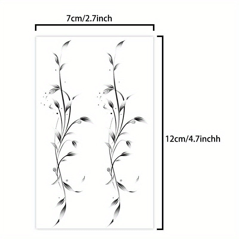 Botanical Leaf Temporary Tattoos Water Resistant Realistic Body Art