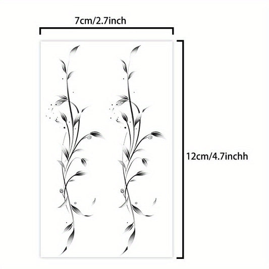Botanical Leaf Temporary Tattoos Water Resistant Realistic Body Art
