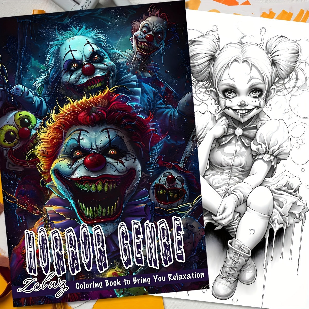 Zombie Laughing Coloring Book for Teens & Adults 22 Pages Mixed Thick Paper