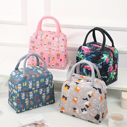 Cartoon Pattern Lunch Storage Bag Zipper Portable Insulation Satchel