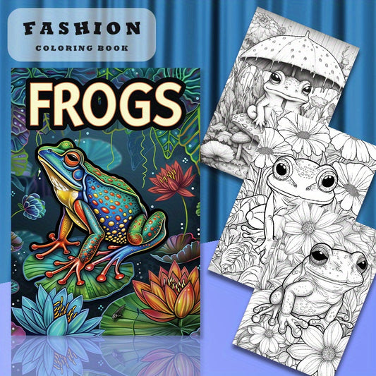 Frogs Coloring Book Deluxe Edition 22 Pages Thickened Paper 29x20cm