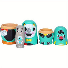 Wooden Matryoshka Dolls Set Santa Claus Pattern Nesting Dolls Home Decor