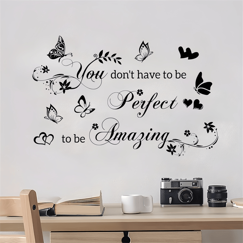Inspirational Butterfly Heart Wall Decal - Self Adhesive Vinyl Sticker