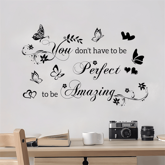Inspirational Butterfly Heart Wall Decal - Self Adhesive Vinyl Sticker