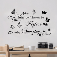 Inspirational Butterfly Heart Wall Decal - Self Adhesive Vinyl Sticker