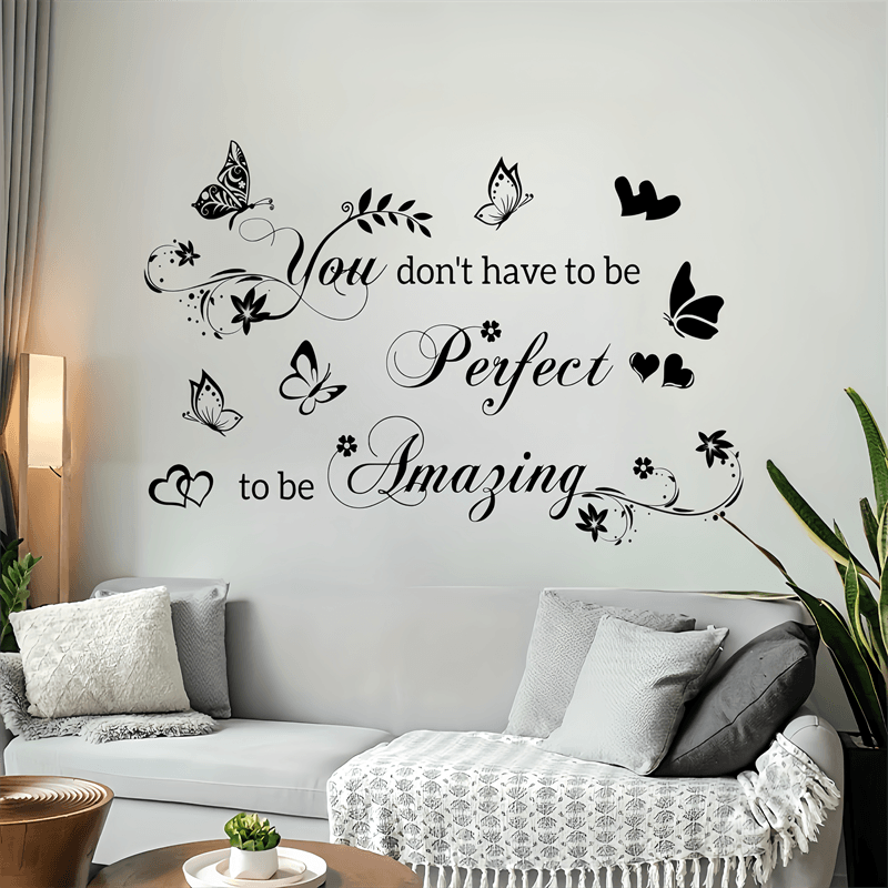 Inspirational Butterfly Heart Wall Decal - Self Adhesive Vinyl Sticker
