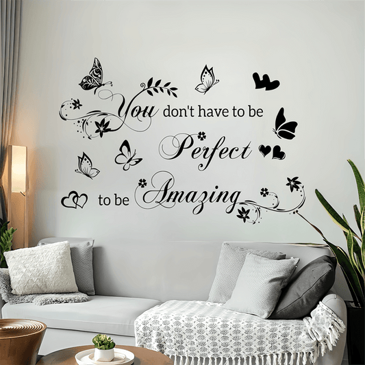 Inspirational Butterfly Heart Wall Decal - Self Adhesive Vinyl Sticker