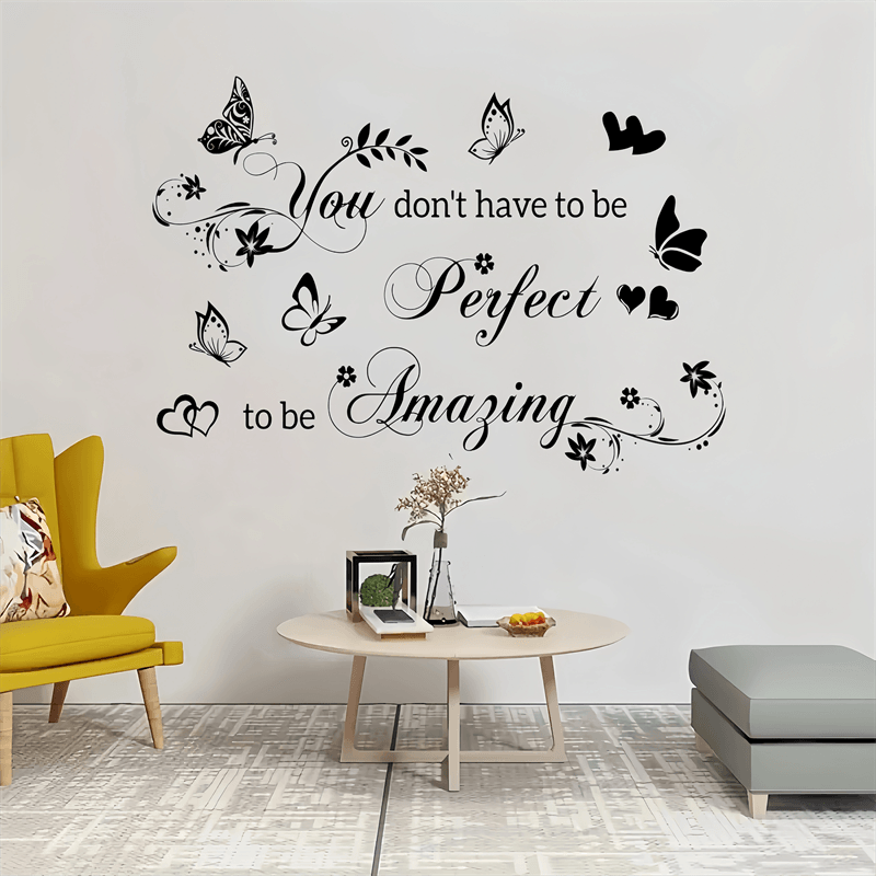 Inspirational Butterfly Heart Wall Decal - Self Adhesive Vinyl Sticker